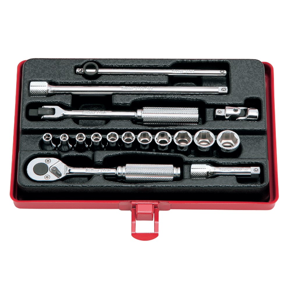 Socket Set 1/4 Drive - 6pt 4-12mm (17PCS)