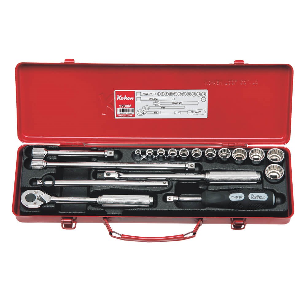 SOCKET SET 3/8DR 1/4-7/8 AF (18PCS) KO3200A