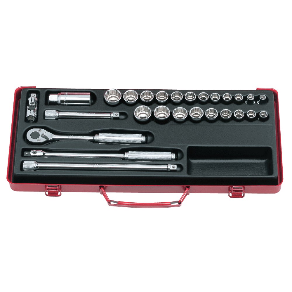 Socket Set 3/8 Drive 7-22mm+3/8-7/8 AF(27pcs)