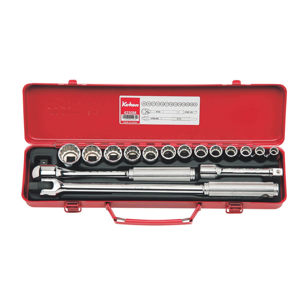 SOCKET SET 1/2DR 3/8-1 AF (17PCS) KO4230A