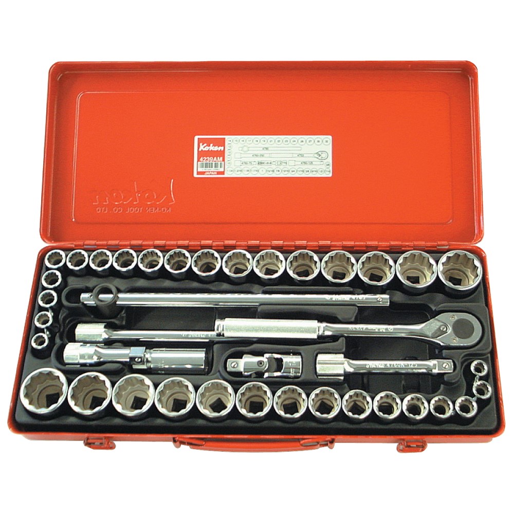 Socket Set 1/2 Drive 12pt AF/Met (40PCS)