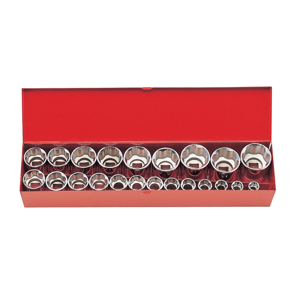 Socket Set 1/2 Drive-12pt 10-32mm (22PCS)