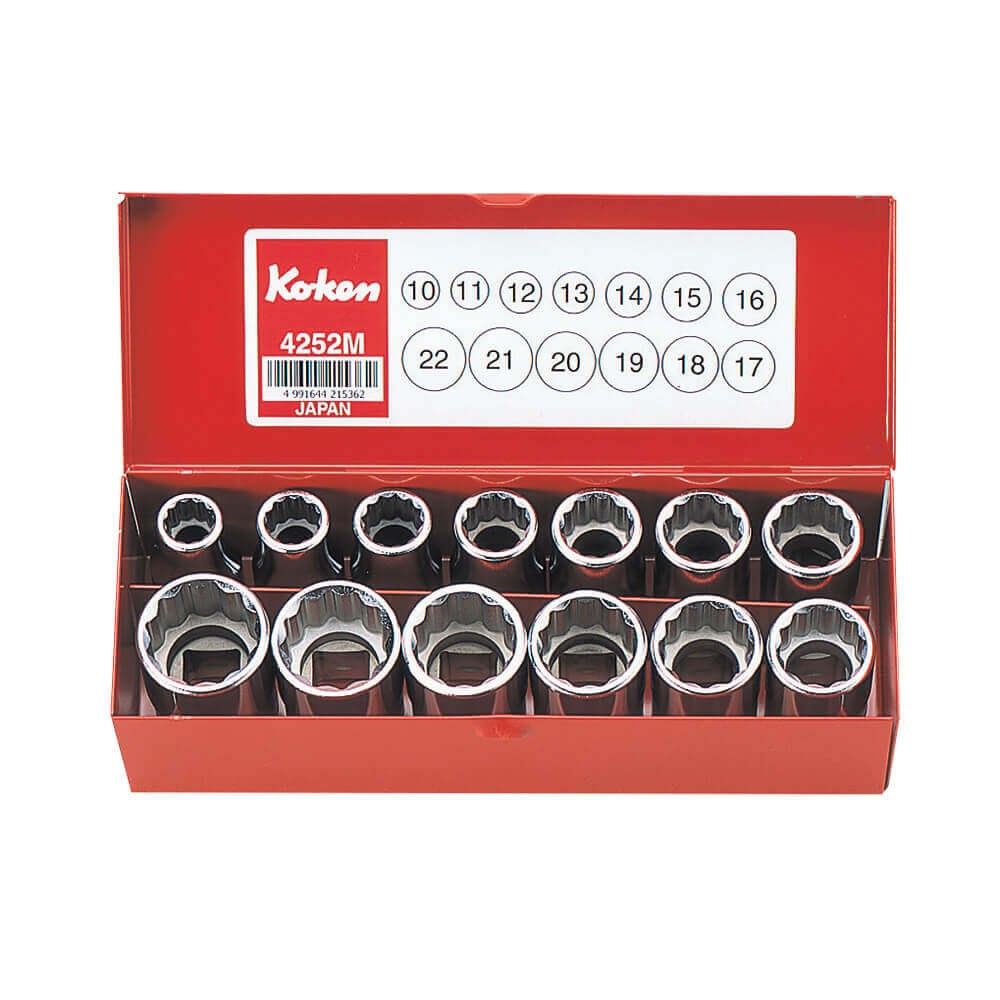 SOCKET SET 1/2DR 10-22MM (13PCS) KO4252M