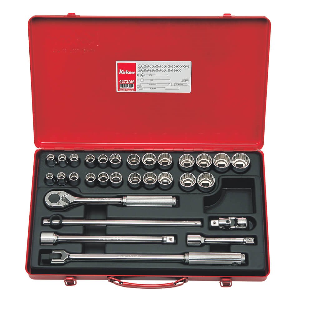 SOCKET SET 1/2DR-12PT AF-MET (30 PCS) KO4273AM