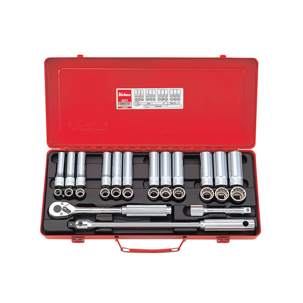 SOCKET SET 1/2DR 12PT-STD & DEEP-27PCS KO4277