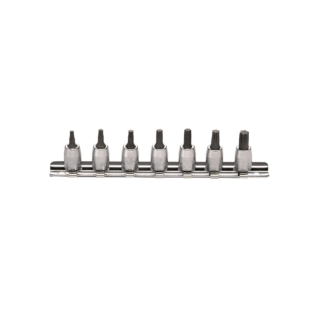 Socket Set On Rail 1/4 Drive Torx Set 7-Pcs T10-T40