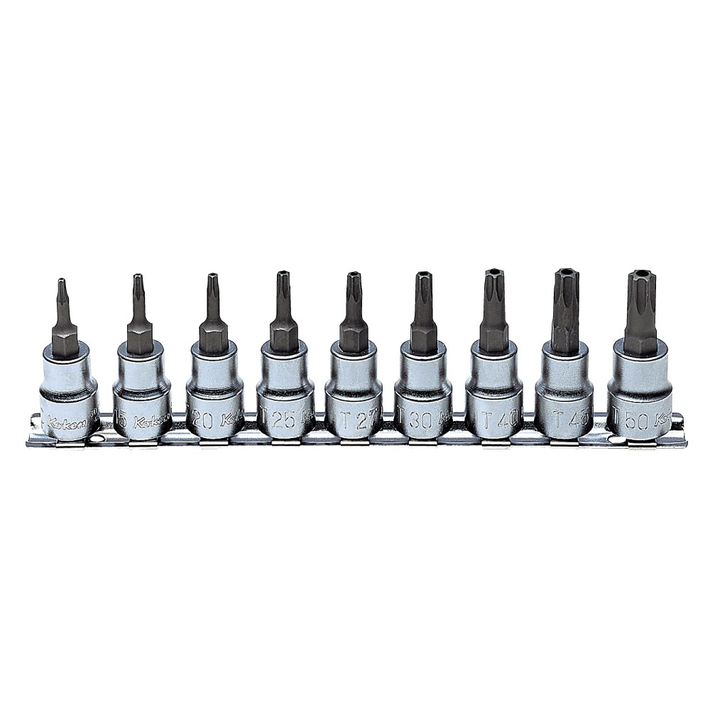 Socket Set On Rail Tamper Proof Torx 3/8 Drive(9pc)Rail