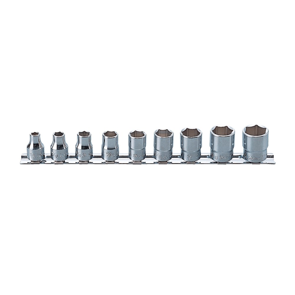 Socket Set On Rail 3/8 Drive 1/4-3/4 AF 9pc.