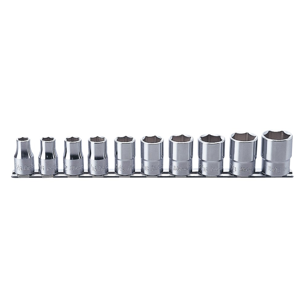 Socket Set 1/2 Drive 3/8-15/16 AF On Rail