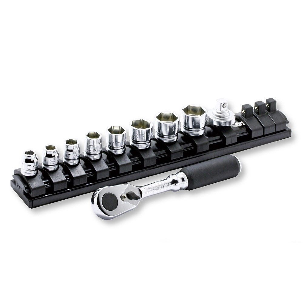 Ko-ken Z-Series 2285ZE - 1/4" DR 6 Point Metric Socket Set - 10 Piece on Magnetic Rail