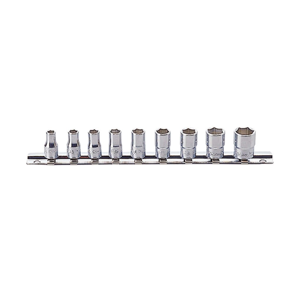 Socket Set On Rail 1/4 Drive 4-14mm 11pc (12PT)L