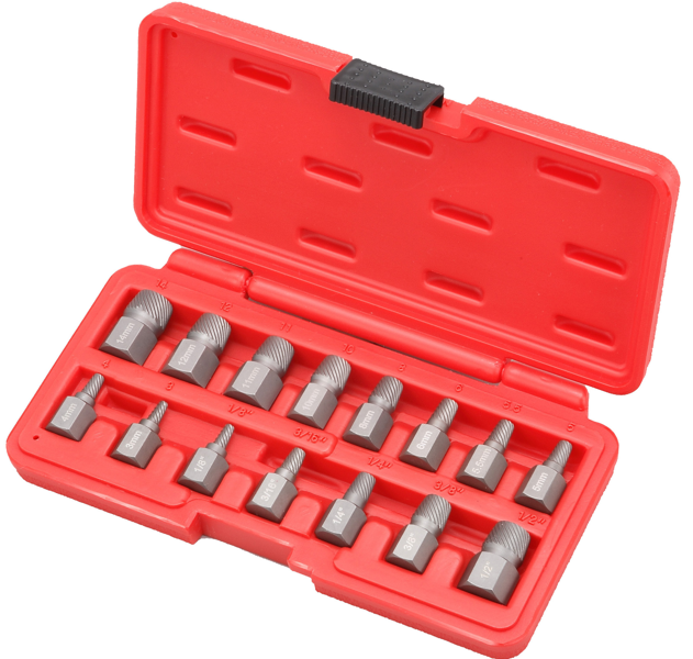 15 Piece Wedge-Proof Screw Extractor Set