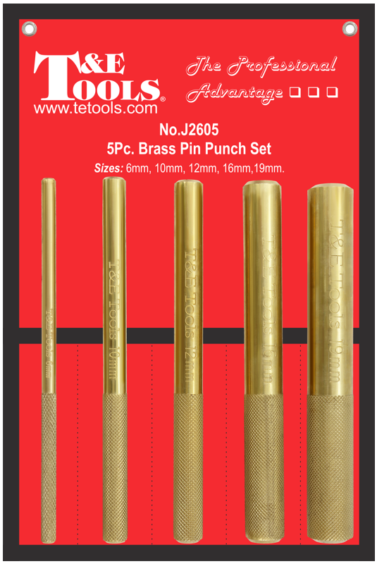 5 Piece Brass Pin Punch Set