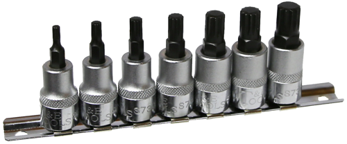 7 Piece M4 M12 Spline 3/8 Inch Drive Sockets 50mm Long