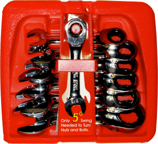 7 Piece SAE Stubby Ratchet Gear Wrench Set