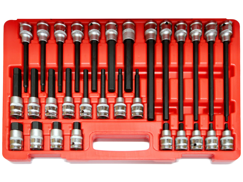 30 Piece 1/2 Inch Drive Metric Inhex Bit Socket Set55 100 140 200mm