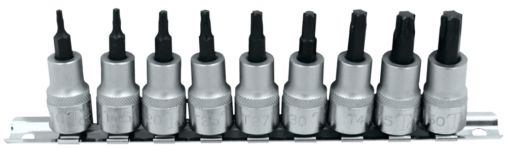 9 Piece3/8 Inch Drive Tamper Torx Socket Set T10-T50