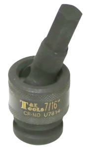 [159-U7814] 7/16 Inch 1/2 Inch Drive Impact Universal Inhex Socket