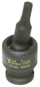 [159-U7807M] 7mm 1/2 Inch Drive Impact Universal Inhex Socket