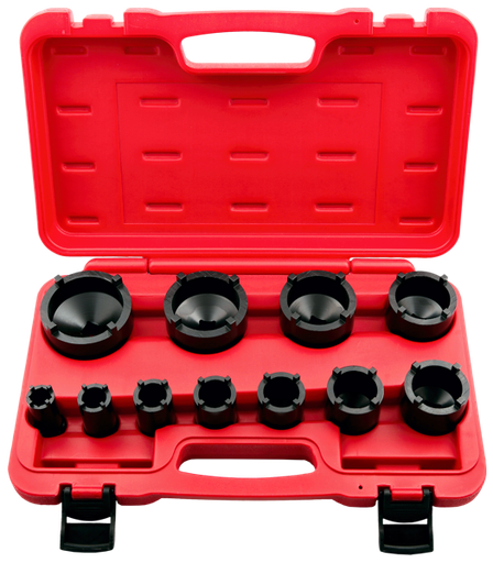 [59E-1961] 11 Piece 4 Pin Lock Nut Sockets (Outer Teeth)