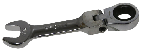 [159-S59114] 7/16 Inch 12 Point Stubby Flex-Head Ratchet Wrench