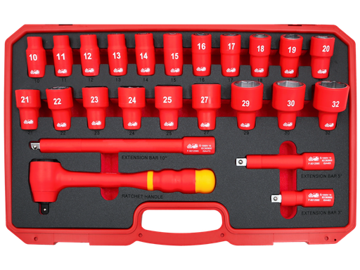 [59E-IS424] 24 Piece Metric 1/2 Inch Drive VDE Insulated Socket Set