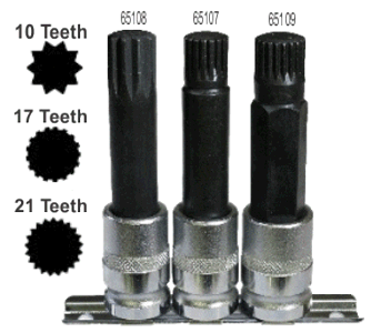 [159-65110] 3 Piece Bmw Rim Lock Sockets 21t/17t/10t