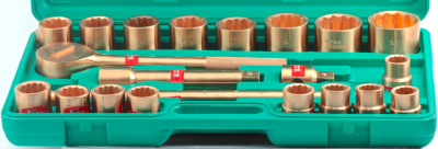[59E-CB101L] 21 Piece. 3/4 Inch Drive Socket Set 21-50mm (Copper Beryllium)
