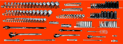 [59E-234135C] 145 Piece- 1/4 Inch 3/8 Inch 1/2 Inch SAE/Mm Socket Set