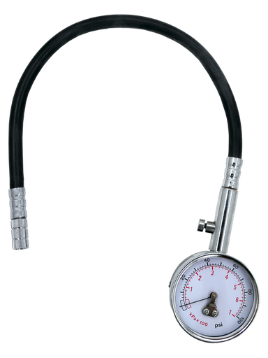 [159-6905] 100 Psi Tyre Gauge Flexible & Single Chuck