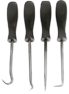 [159-7826] Stainless Steel 4 Piece Inch O-Ring Inch Pick Set