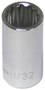 [159-12311] 11/32 Inch 1/4 Inch Drive 12 Point Standard Socket