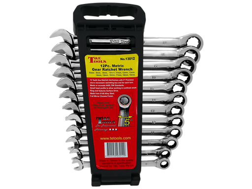 [59E-13012] 12 Piece Metric Gear Ratchet Wrench Set 8-19mm