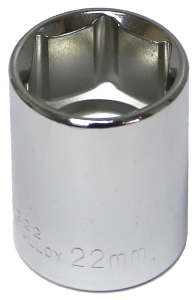 [159-54222] 22mm 1/2 Inch Drive 6 Point Standard Socket