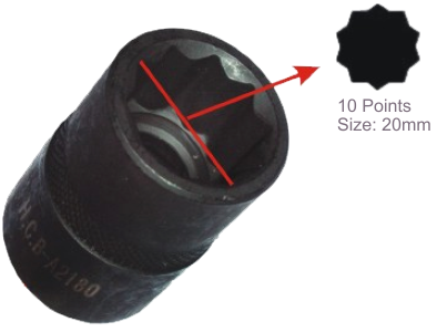 [159-65000] 20mm Decagon Impact Socket 1/2 Inch Drive (Honda Cr-V)