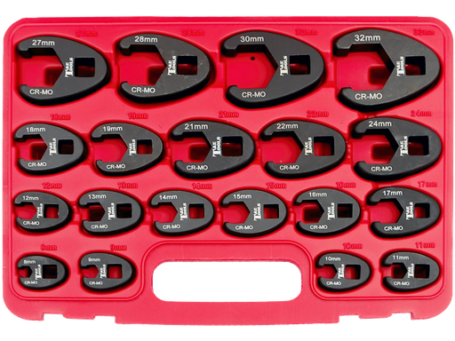 [59E-93919] 19 Piece Metric Flare Nut Crowfoot Wrench Set 8-32mm