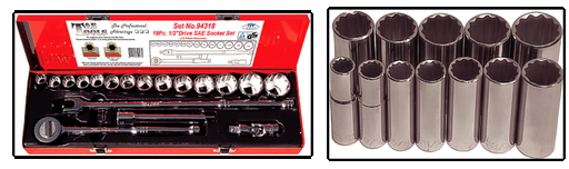 [59E-94729] 30 Piece 1/2 Inch Drive 12 Point Standard & Deep Socket Set