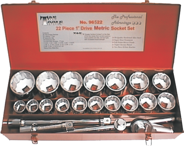 [59E-96522] 22 Piece 1 Inch Drive Metric Socket Set