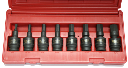 [159-97448] 8 Piece 1/2 Inch Drive Impact Universal Inhex Socket Set 1/4 Inch .3/4 Inch 