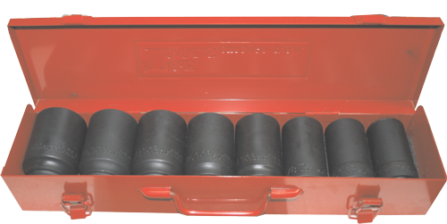 [59E-97608L] 8 Piece 1 Inch Drive Deep SAE Impact Socket S.1.1/16-1