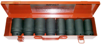 [59E-98508L] 8 Piece 3/4 Inch Drive Deep Metric Impact Socket Set