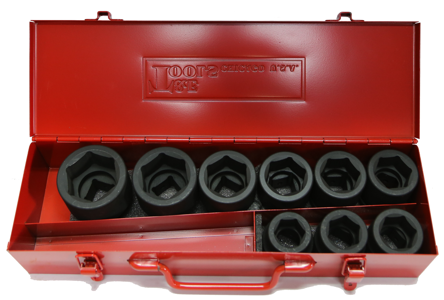 [59E-98609] 9 Piece 1 Inch Drive Standard Metric Impact Socket Set 27 50mm