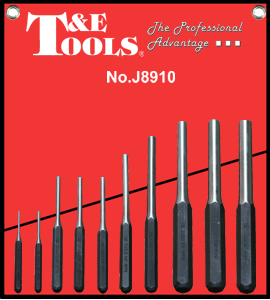 [159-J8910] 10 Piece Roll Pin Punch Set 3/32 Inch .1/2 Inch 