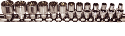 [159-M92214] 13 Piece 1/4 Inch Drive Multi Lock Socket S On Rail 4-14mm