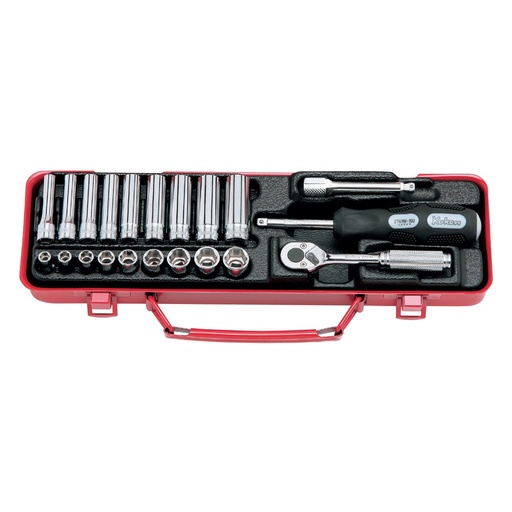 [160-2277] Socket Set 1/4 Drive 6pt Std & Deep 21pcs