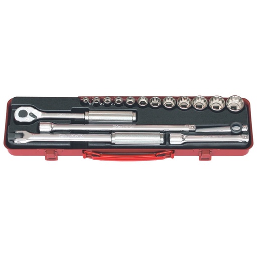 [160-KO3206A] SOCKET SET 3/8DR 1/4-7/8AF 17PCS (6&12PT) KO3206A