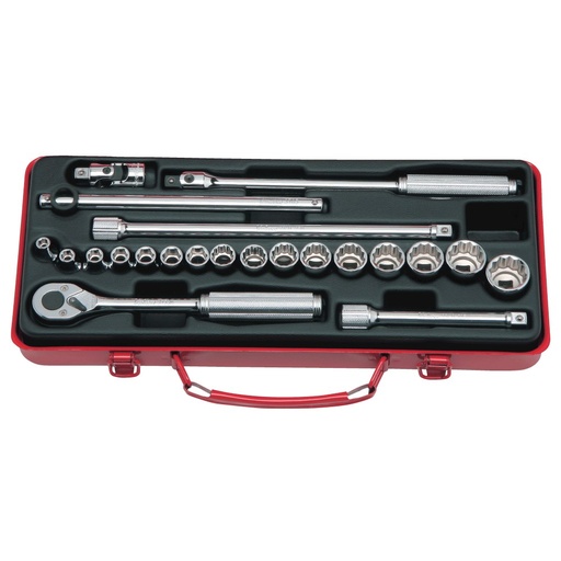 [160-3210M] Socket Set 3/8 Drive-6pt&12pt 6-22mm (22PCS)