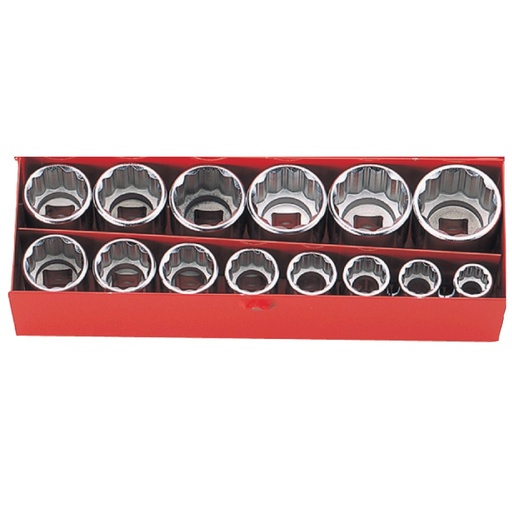 [160-3217M] Socket Set 3/8 Drive-12pt 9-22mm (14PCS)