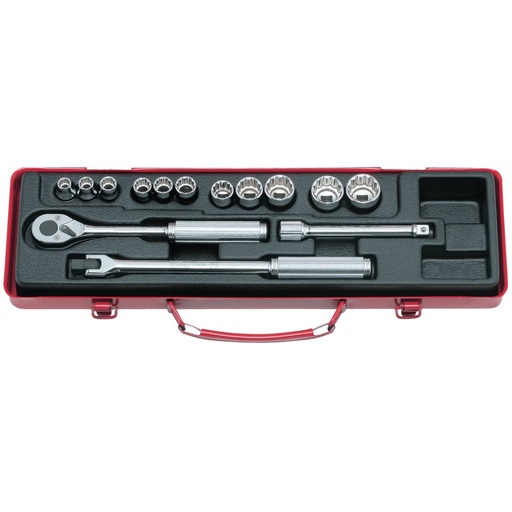 [160-3220M] Socket Set 3/8 Drive-12pt 8-22mm (14PCS)