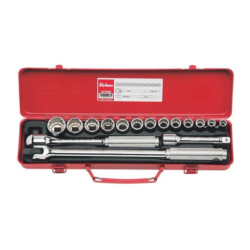 [160-KO4230A] SOCKET SET 1/2DR 3/8-1 AF (17PCS) KO4230A